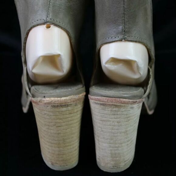 FREE PEOPLE EFFIE BLOCK HEEL TAUPE LEATHER ANKLE BOOTS WOMEN'S EUR 38 US 7.5. - Picture 11 of 12